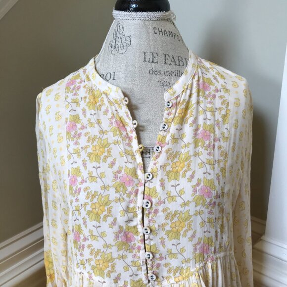 NWT Spell Yellow Rose Midi Dress Womens XL Floral Organic Cotton Long Sleeve NEW - Picture 8 of 14